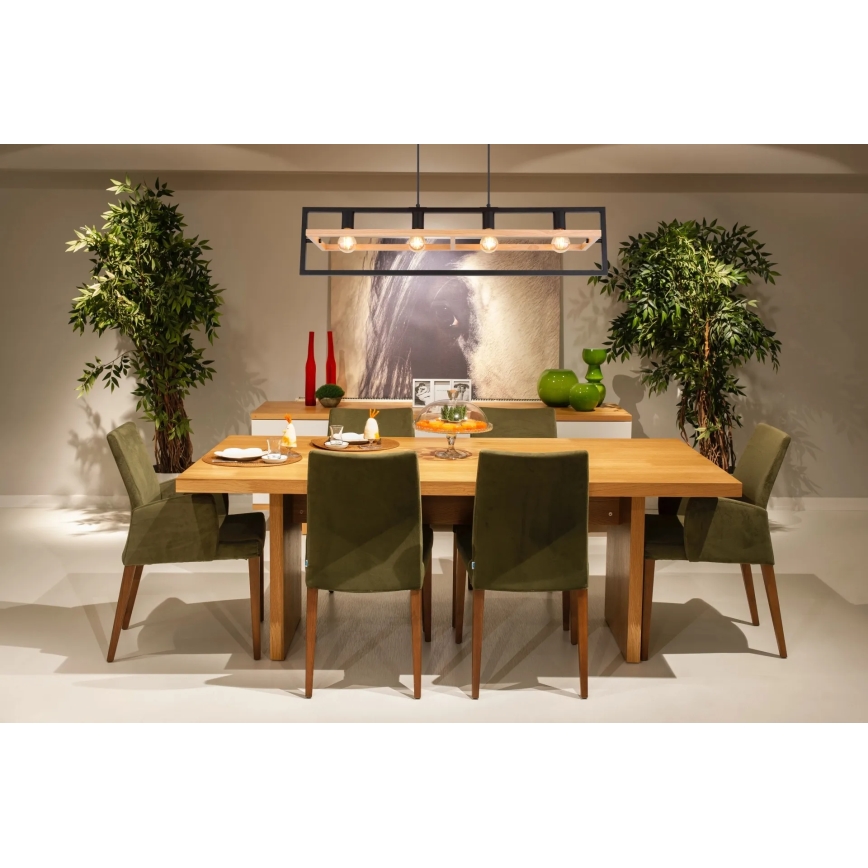 Globo 15575-4H - Подвесен полилей ERICA на кабел 4xE27/40W/230V черен/бежов