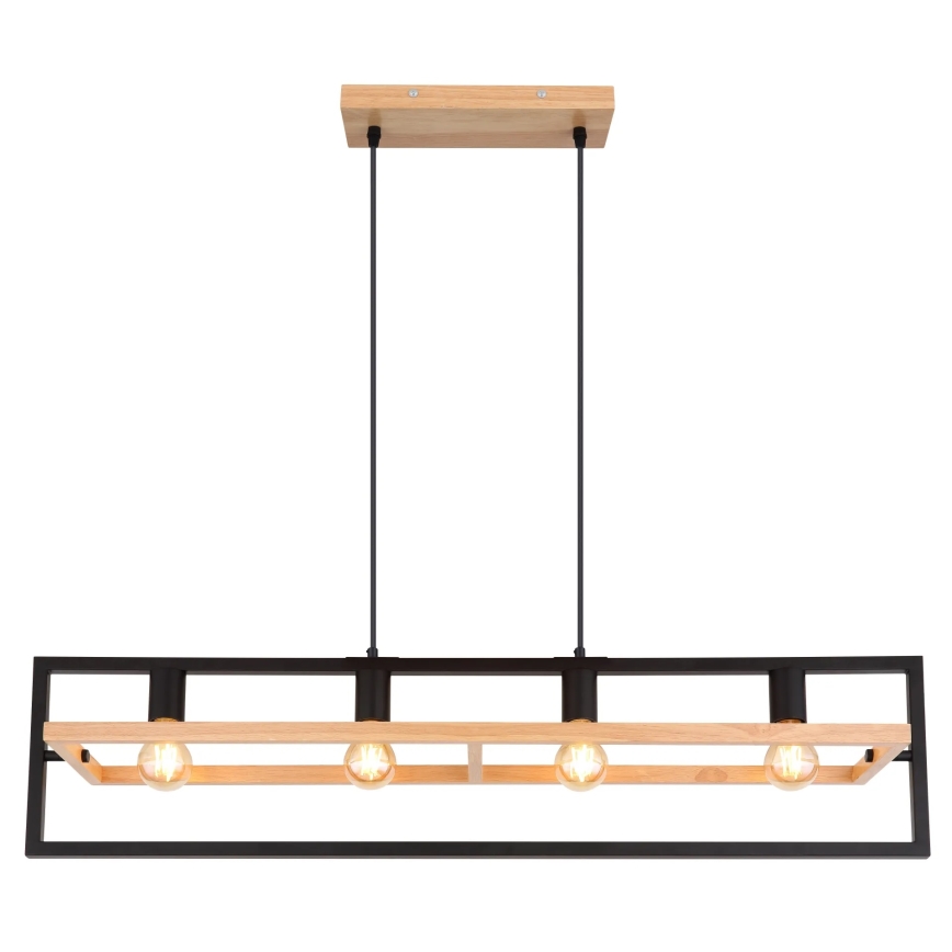 Globo 15575-4H - Подвесен полилей ERICA на кабел 4xE27/40W/230V черен/бежов