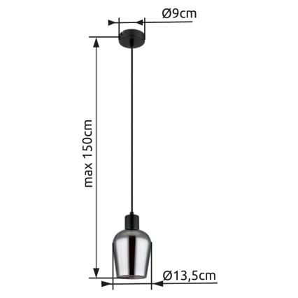Globo - Пендел 1xE27/40W/230V Ø 13,5 см черен