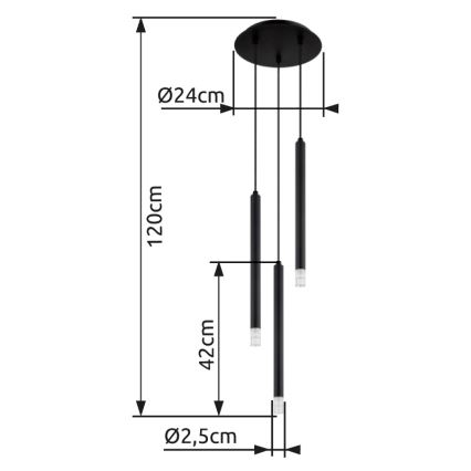 Globo - Пендел 3xG9/4W/230V Ø 24 см черен