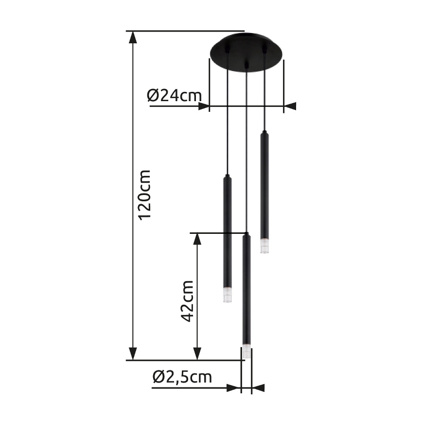 Globo - Пендел 3xG9/4W/230V Ø 24 см черен