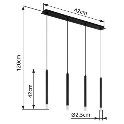 Globo - Пендел 4xG9/4W/230V черен