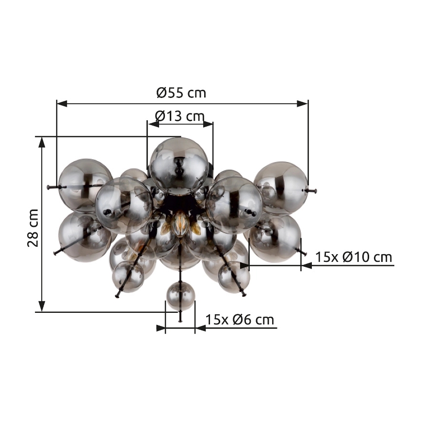 Globo - Полилей за повърхностен монтаж 3xE14/25W/230V Ø 55 см черен