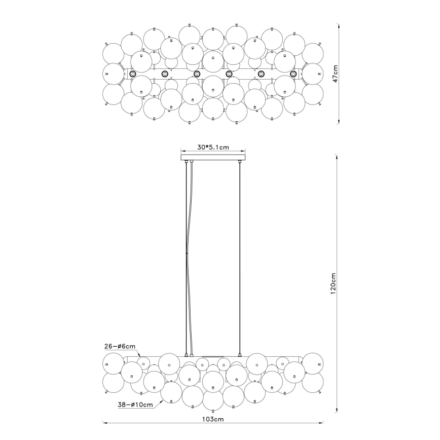 Globo - Полилей с окачване на кабел 6xE14/25W/230V златист