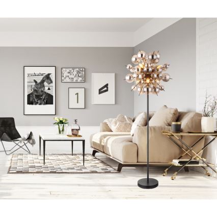 Globo - Лампион 6xE14/25W/230V черен/опушен