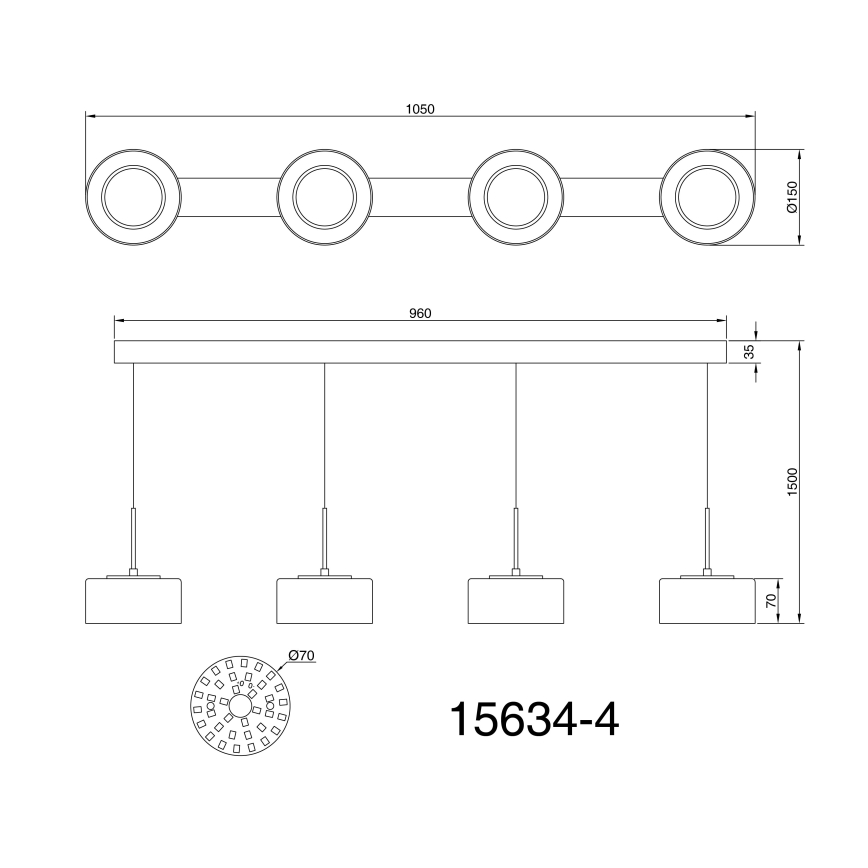 Globo - LED Пендел 4xLED/8W/230V