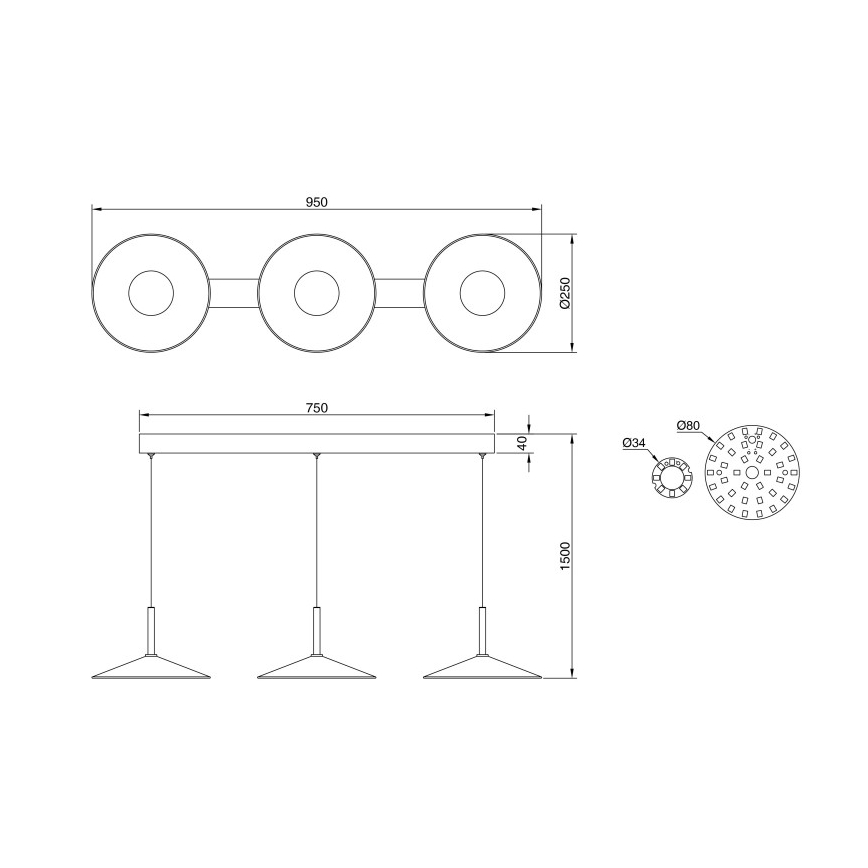 Globo - LED полилей на кабел LED/24W/230V 4000K черен