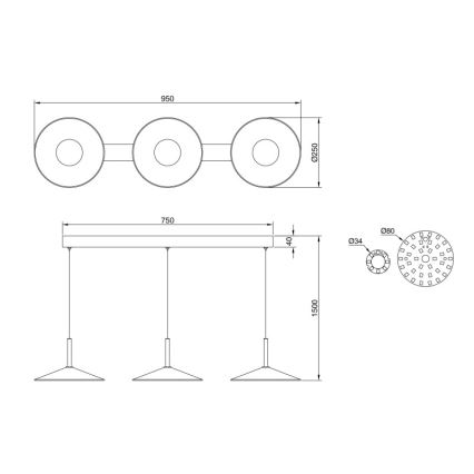 Globo - LED полилей на кабел LED/24W/230V 4000K черен