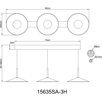 Globo - LED полилей на кабел LED/24W/230V 4000K бежов
