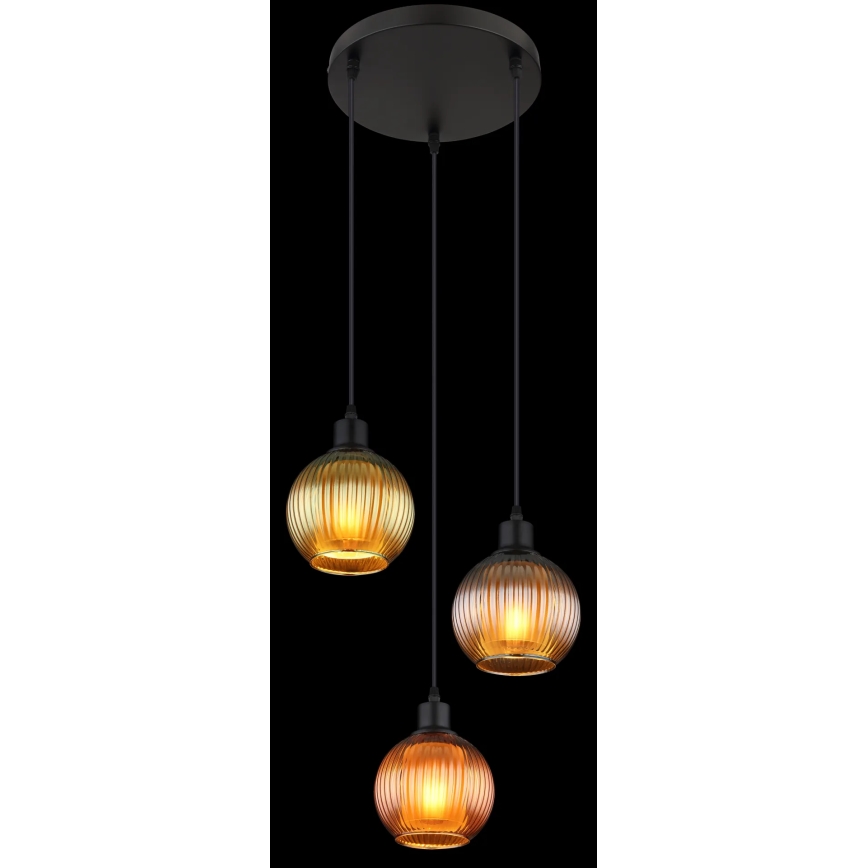 Globo - Пендел 3xE27/25W/230V Ø 36 см меден/зелен/син