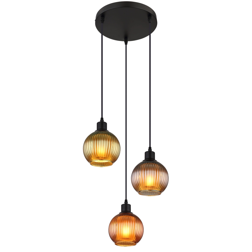 Globo - Пендел 3xE27/25W/230V Ø 36 см меден/зелен/син
