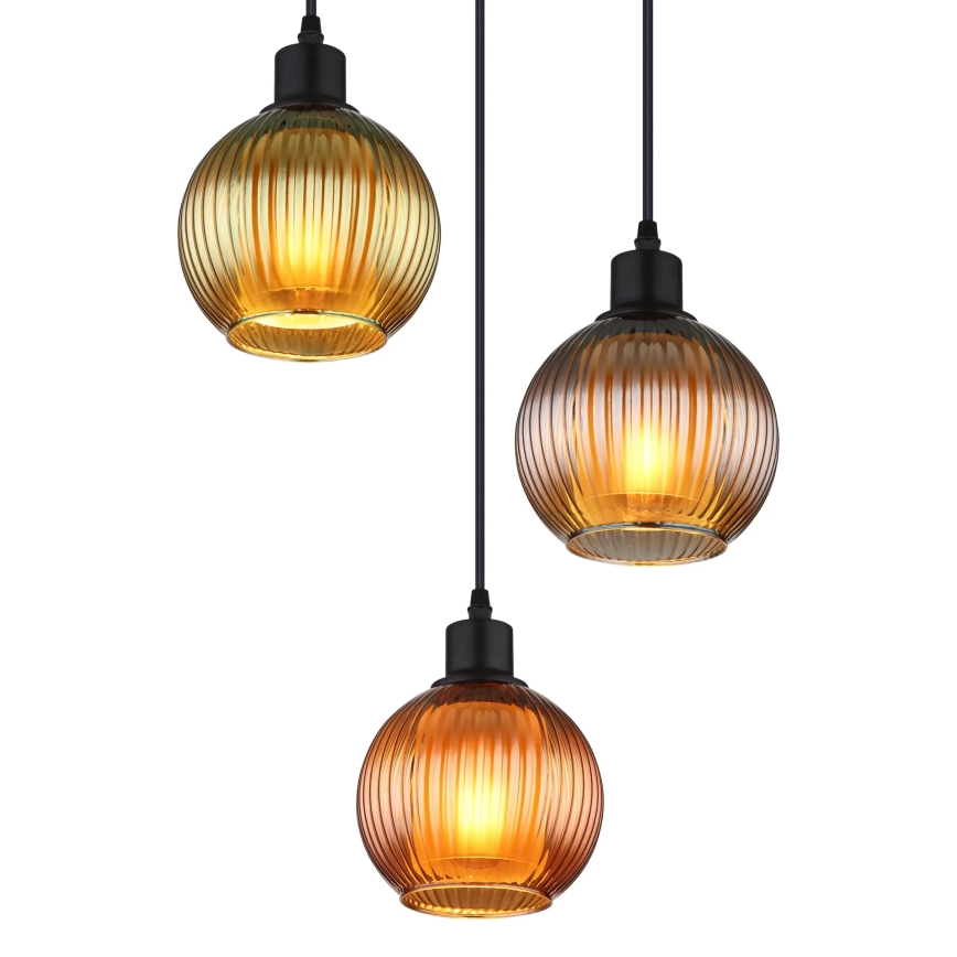 Globo - Пендел 3xE27/25W/230V Ø 36 см меден/зелен/син