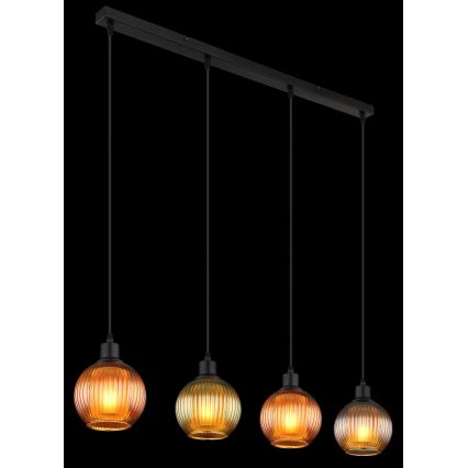 Globo - Пендел 4xE27/25W/230V меден/зелен/син