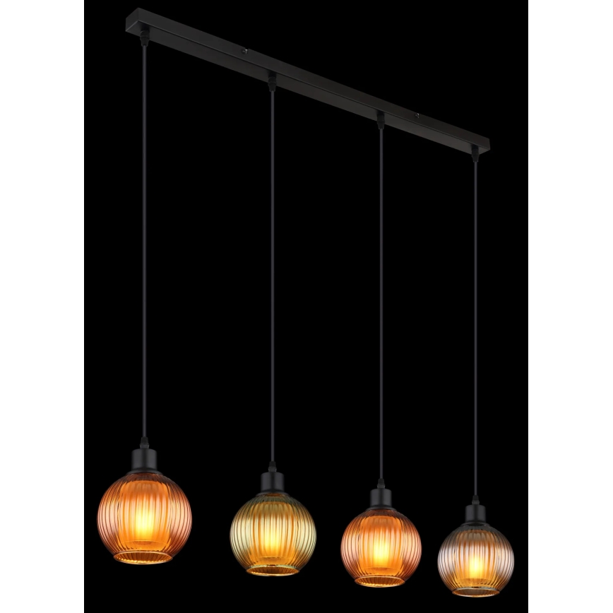 Globo - Пендел 4xE27/25W/230V меден/зелен/син