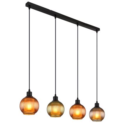 Globo - Пендел 4xE27/25W/230V меден/зелен/син