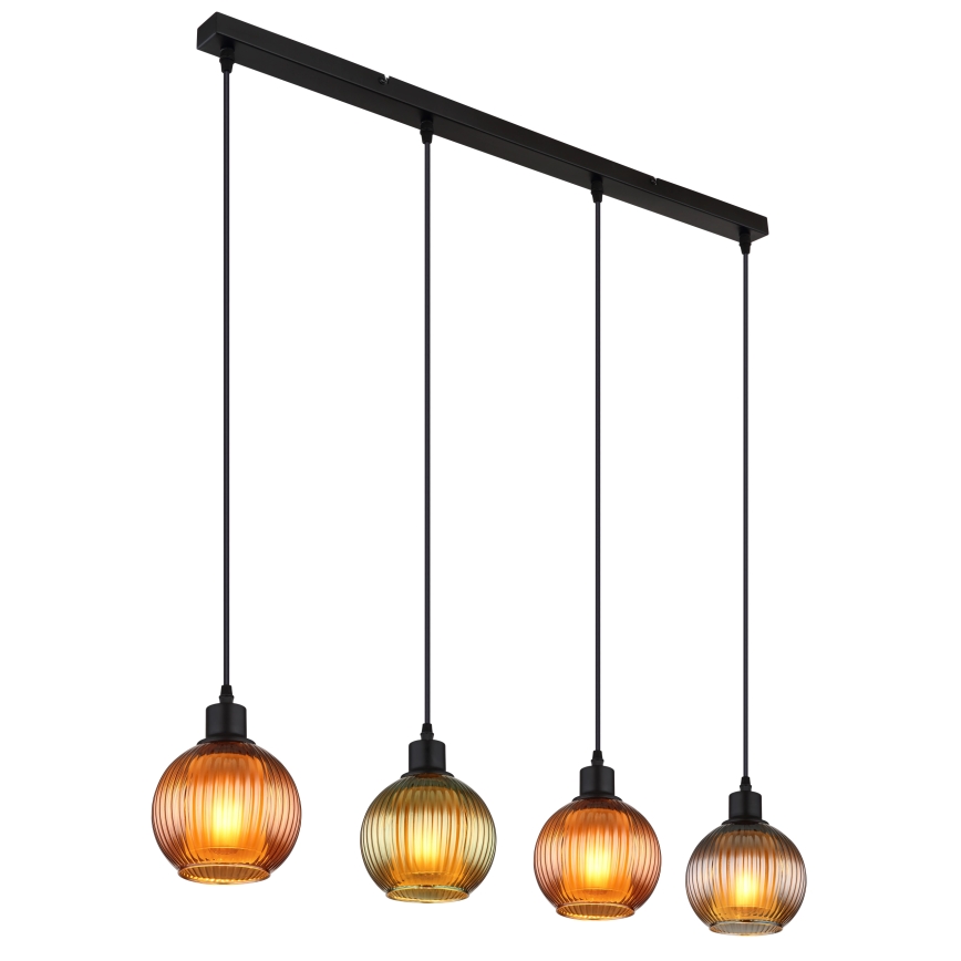 Globo - Пендел 4xE27/25W/230V меден/зелен/син