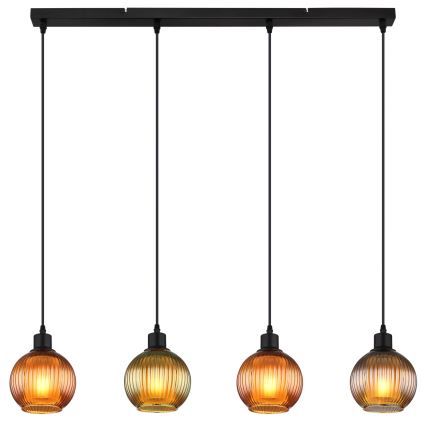 Globo - Пендел 4xE27/25W/230V меден/зелен/син