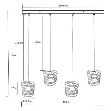 Globo 15640-4H - Полилей на кабел TILLY 4xE27/60W/230V черен