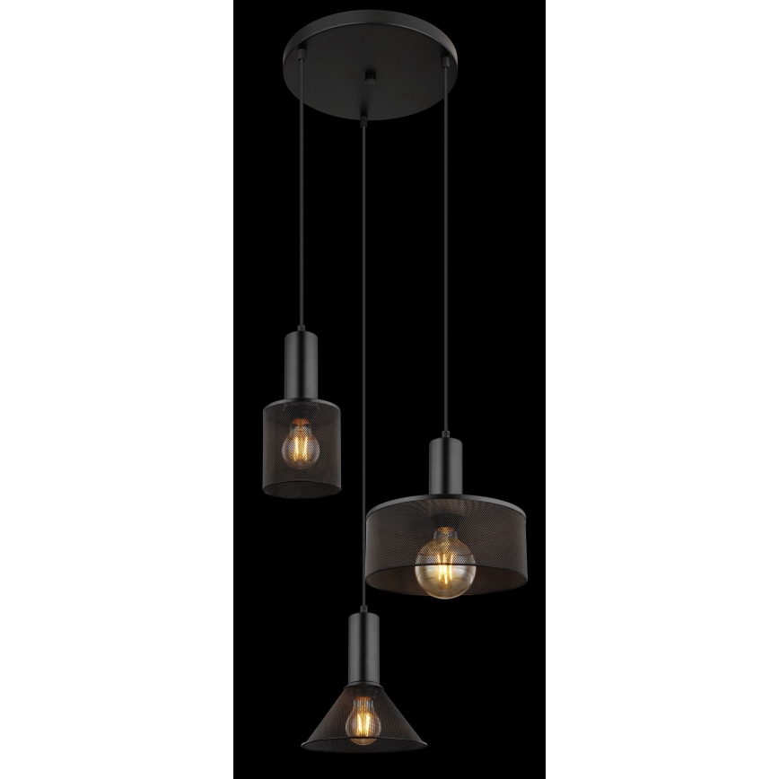 Globo - Пендел 3xE27/60W/230V черен