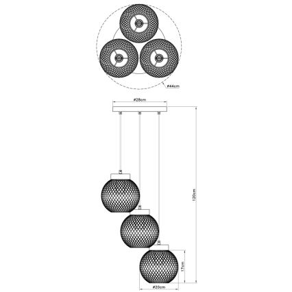 Globo - Висящ полилей 3xE27/60W/230V