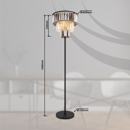 Globo - Лампион 3xE27/40W/230V Ø 40 см черен