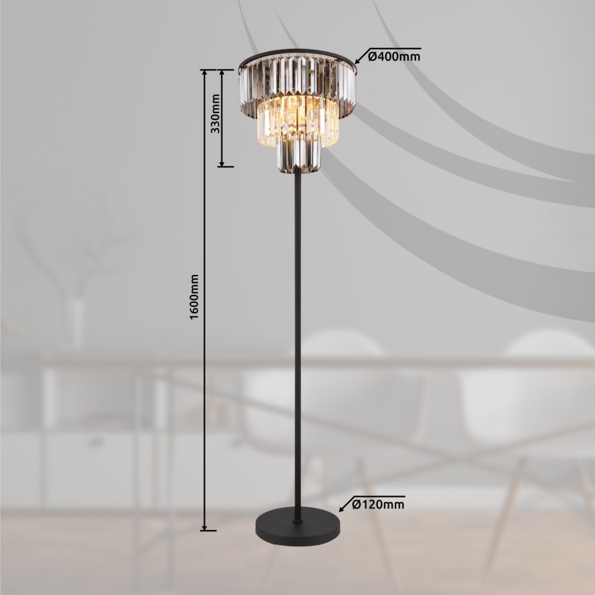 Globo - Лампион 3xE27/40W/230V Ø 40 см черен