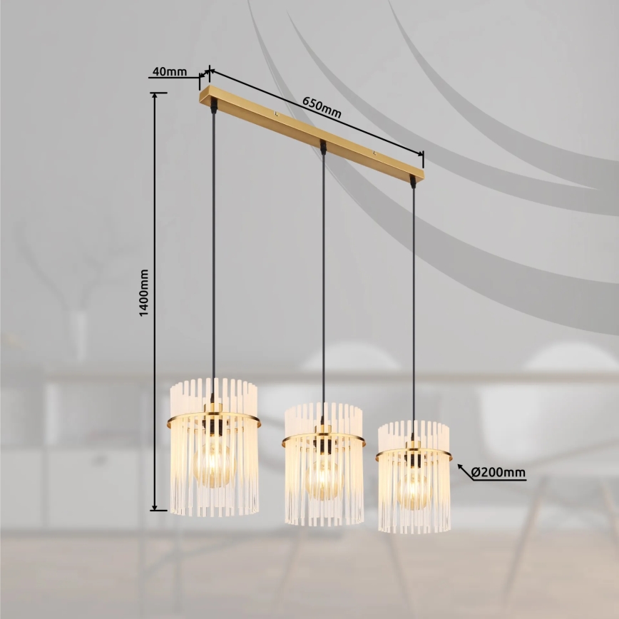 Globo - Пендел 3xE27/60W/230V златист