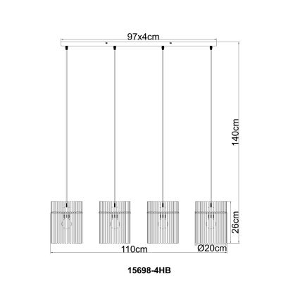 Globo - Полилей на кабел 4xE27/60W/230V