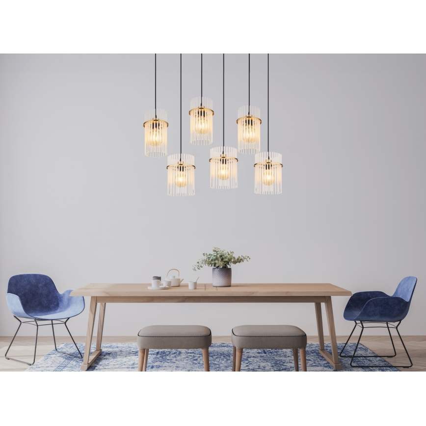 Globo - Полилей на кабел 6xE27/60W/230V златист