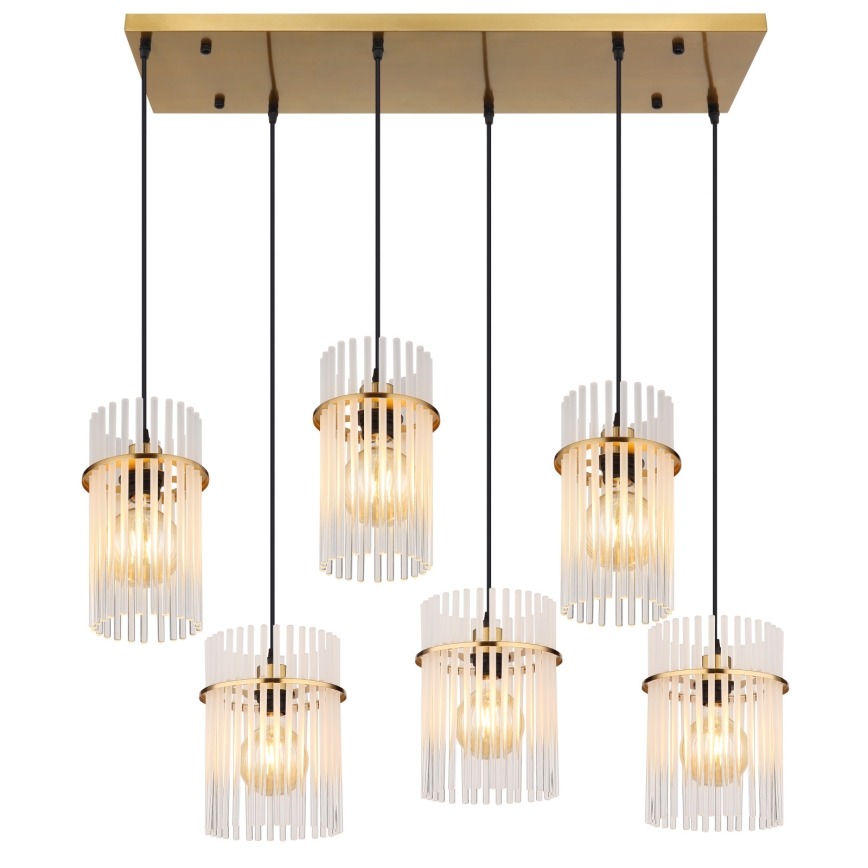 Globo - Полилей на кабел 6xE27/60W/230V златист
