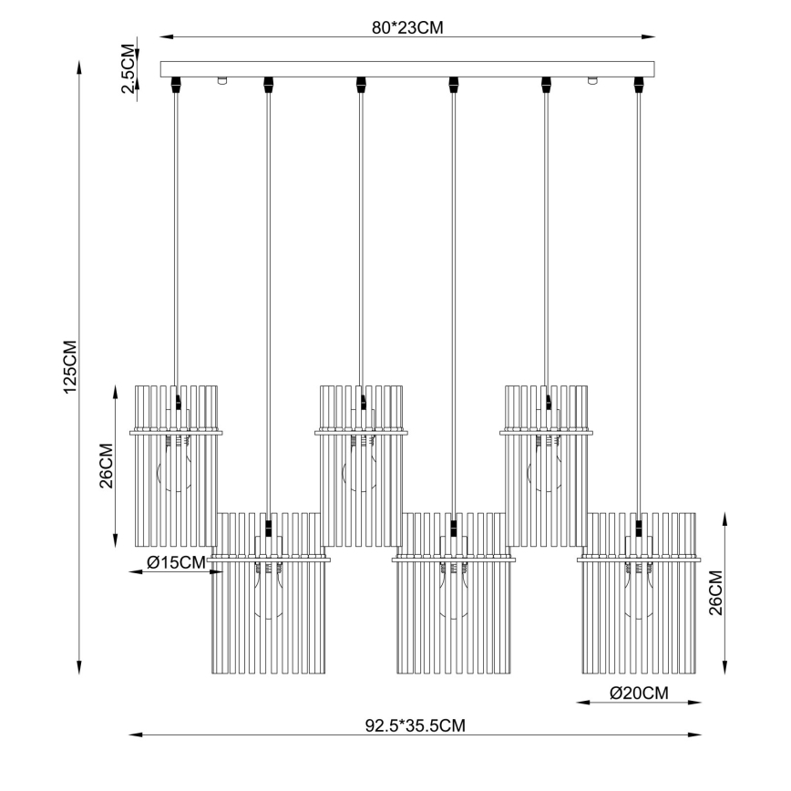 Globo - Полилей на кабел 6xE27/60W/230V златист