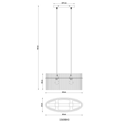 Globo - Пендел 2xE27/60W/230V черен
