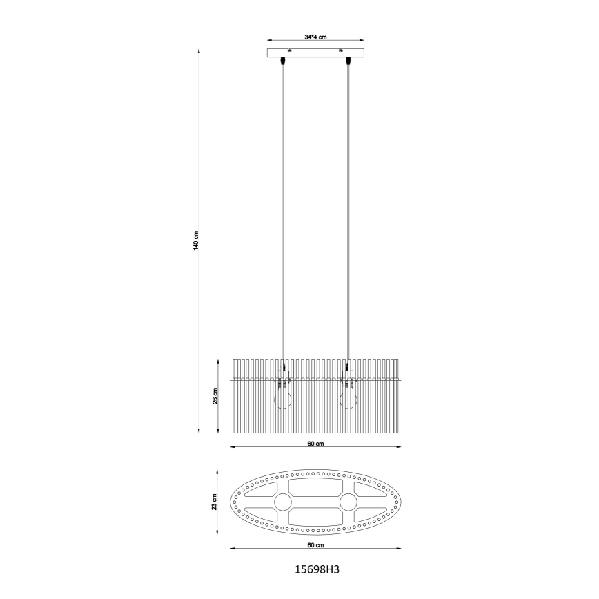 Globo - Пендел 2xE27/60W/230V черен