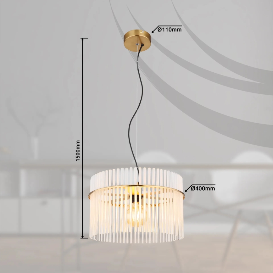 Globo - Пендел 1xE27/60W/230V Ø 40 см златист