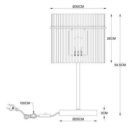 Globo - Настолна лампа 1xE27/60W/230V диаметър 30 см черна