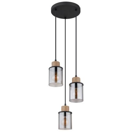 Globo - Пендел 3xE27/15W/230V Ø 27 см дъб