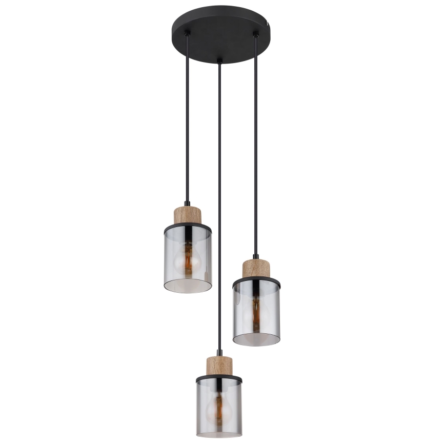 Globo - Пендел 3xE27/15W/230V Ø 27 см дъб