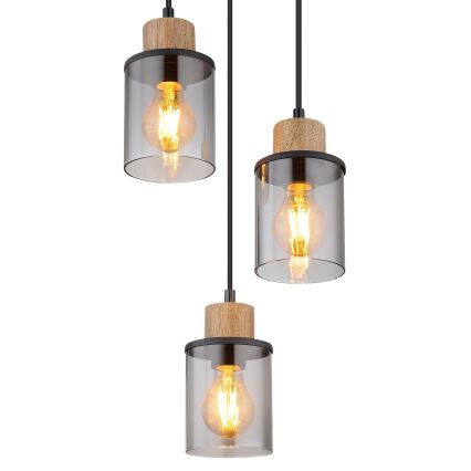 Globo - Пендел 3xE27/15W/230V Ø 27 см дъб