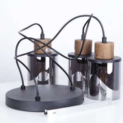 Globo - Пендел 3xE27/15W/230V Ø 27 см дъб