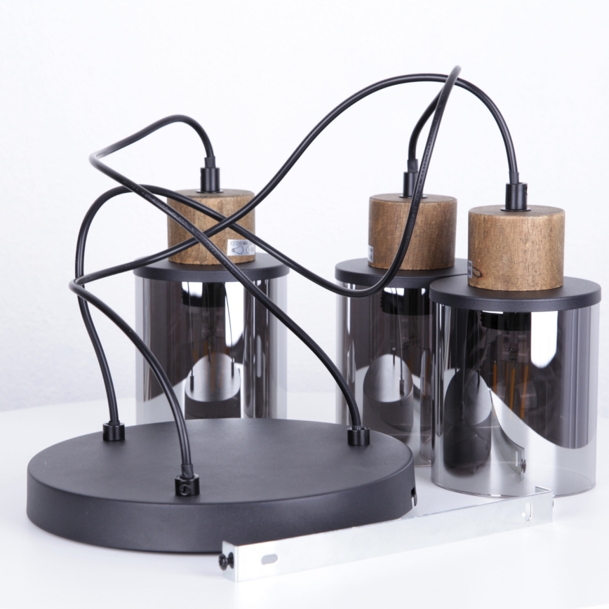 Globo - Пендел 3xE27/15W/230V Ø 27 см дъб