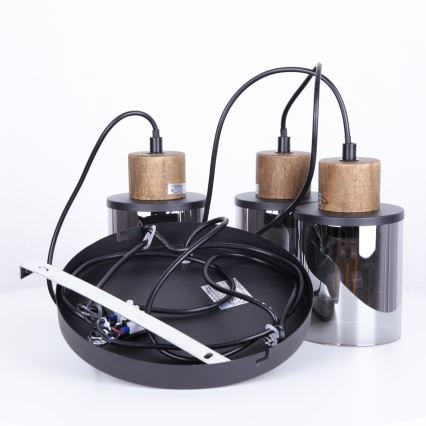 Globo - Пендел 3xE27/15W/230V Ø 27 см дъб