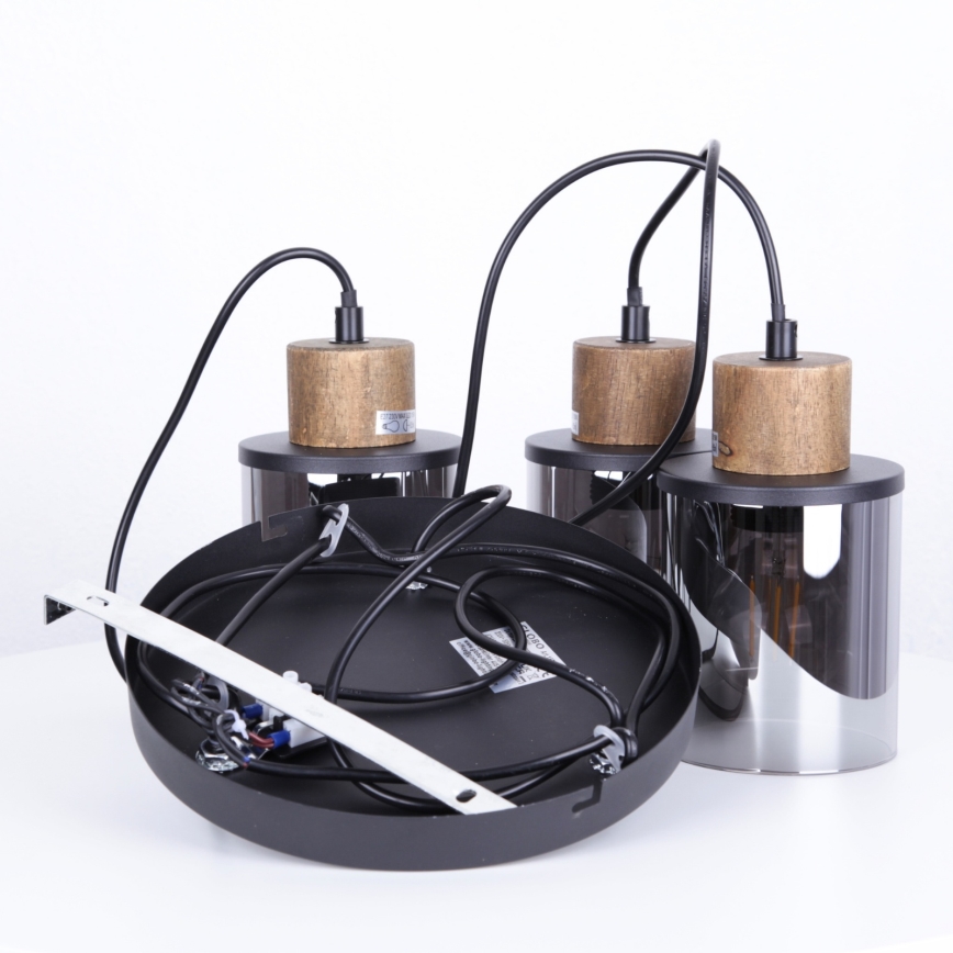 Globo - Пендел 3xE27/15W/230V Ø 27 см дъб