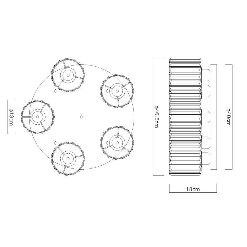 Globo - Полилей за повърхностен монтаж 5xE27/60W/230V Ø 46,5 см черен