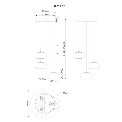 Globo - LED Пендел 3xLED/6W/230V