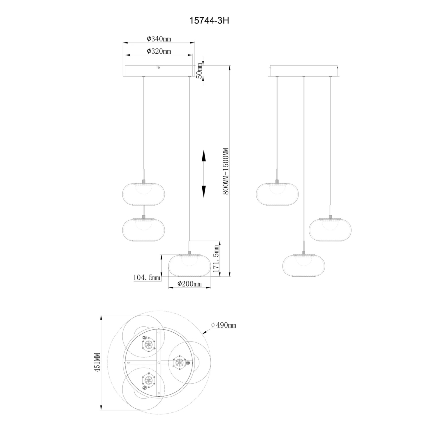 Globo - LED Пендел 3xLED/6W/230V
