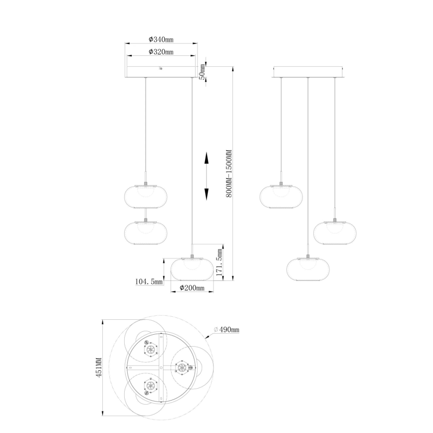 Globo - LED Пендел 3xLED/6W/230V