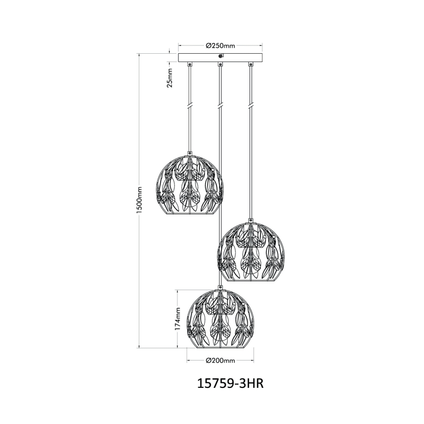 Globo - Пендел 3xE27/40W/230V Ø 41 см