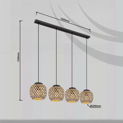Globo 15766-4H - Пендел COLLY 4xE27/15W/230V