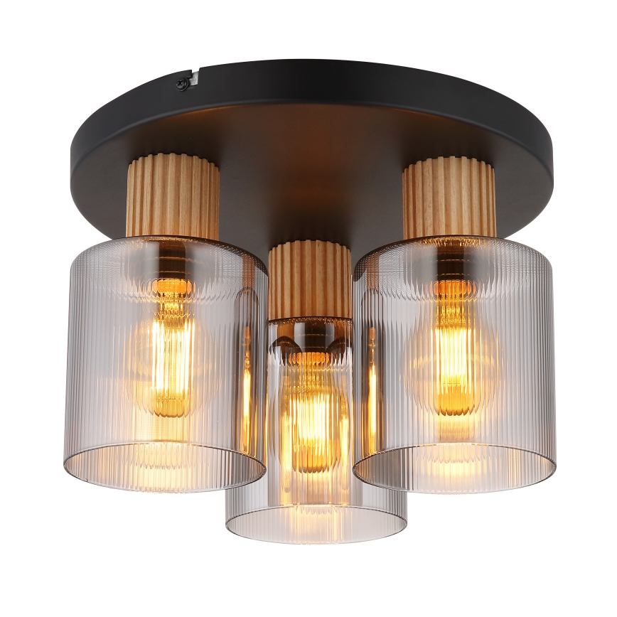 Globo - Полилей за повърхностен монтаж 3xE27/25W/230V черен Ø 30 см