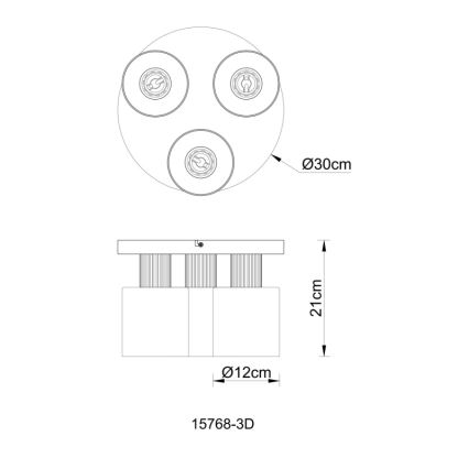 Globo - Полилей за повърхностен монтаж 3xE27/25W/230V черен Ø 30 см
